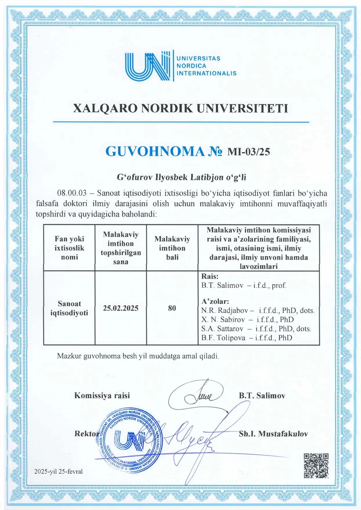 Gafurov Ilyosbek Latibjon o‘g‘li