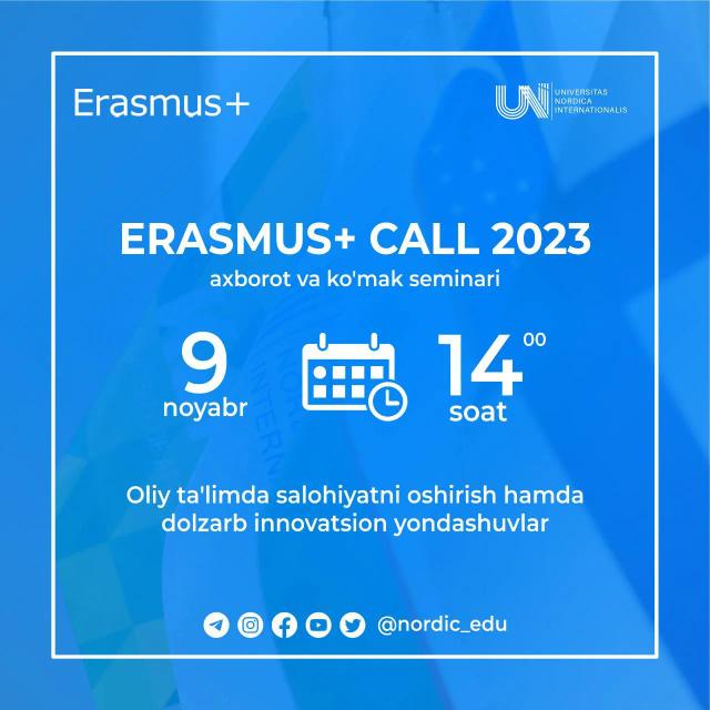 Erasmus+ axborot ko‘mak seminariga taklif etamiz!