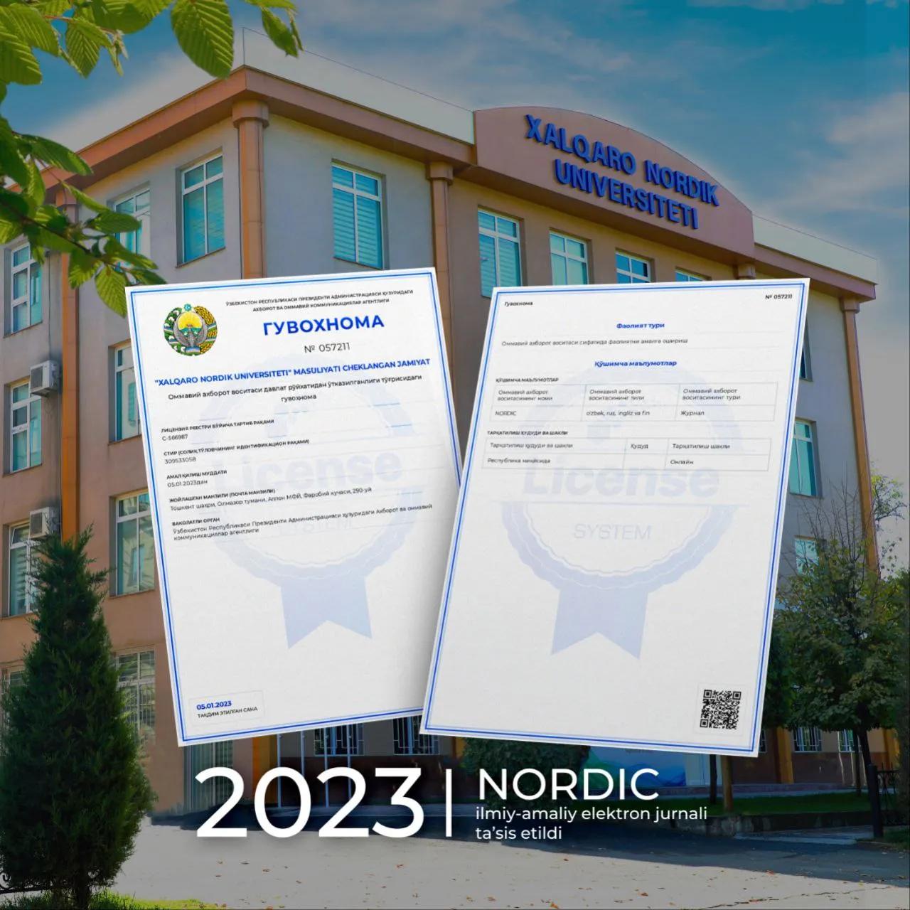 Xalqaro Nordik universitetining ilmiy-amaliy elektron jurnali ta'sis etildi
