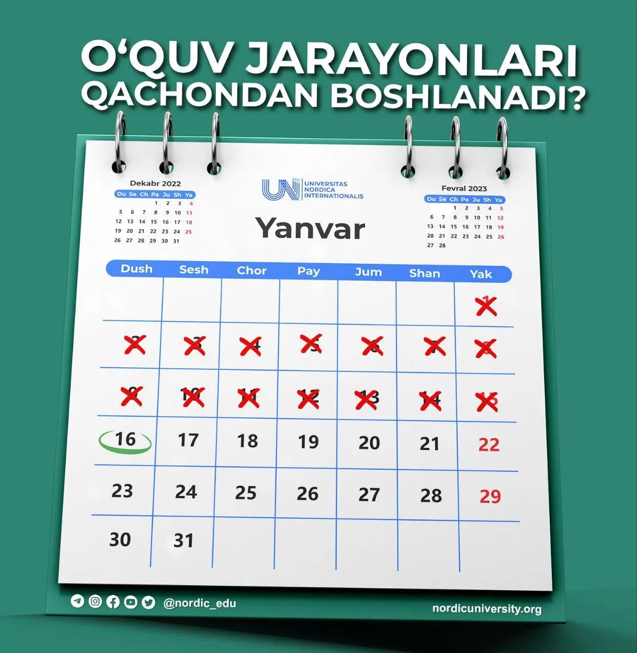 O‘quv jarayonlari qachon boshlanadi