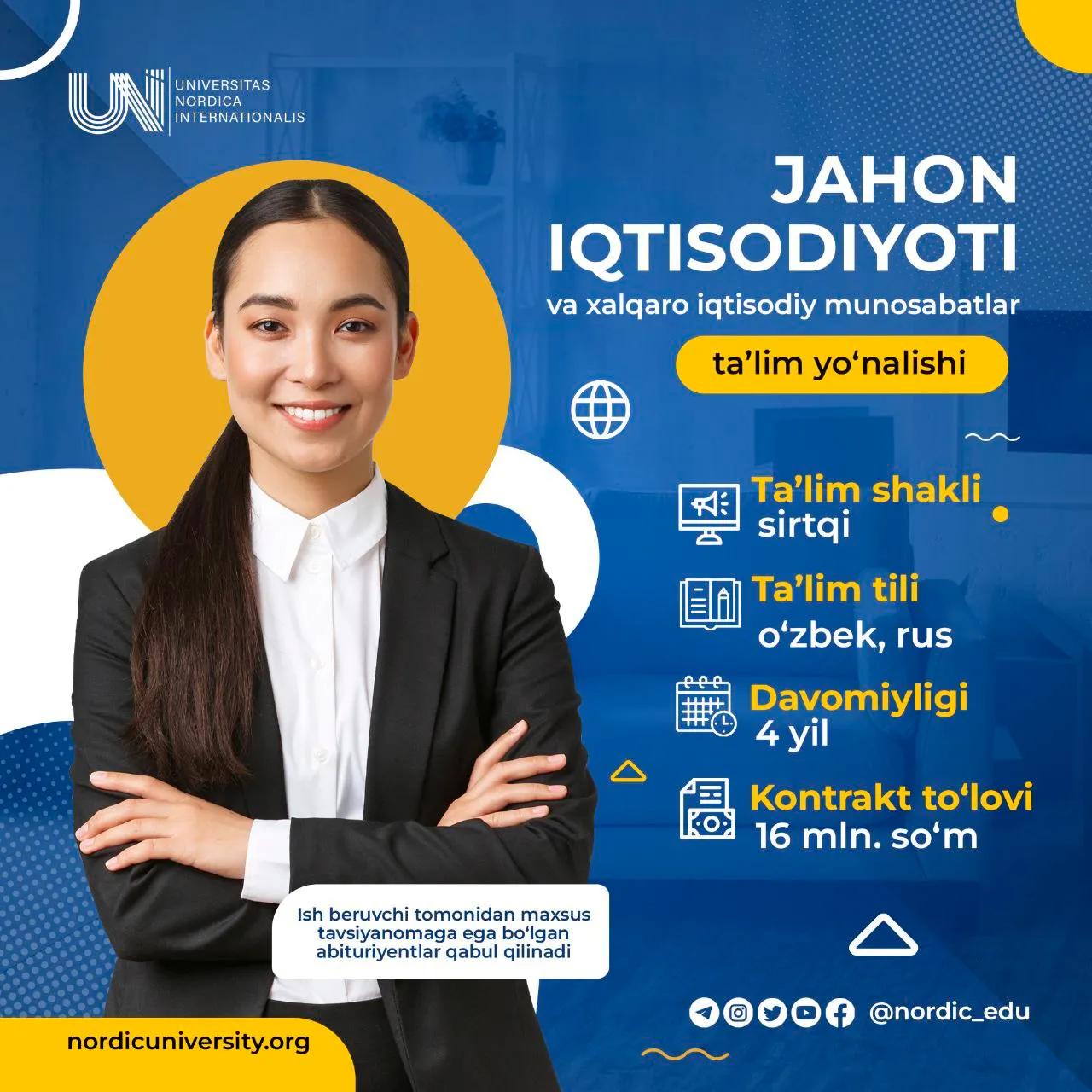 Yangi yo‘nalishlarimizga QISHKI QABUL davom etmoqda!