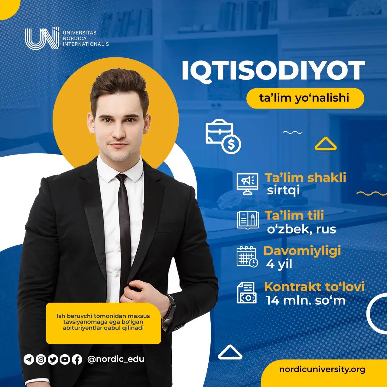 Sizlarni Iqtisodiyot ta'lim yo‘nalishidagi talabalarimiz safida kutamiz!