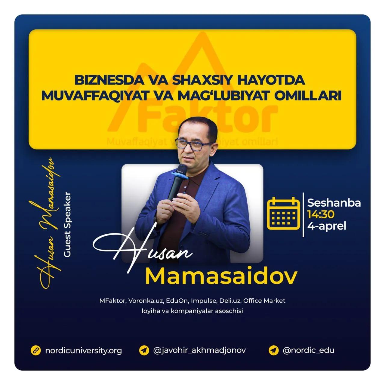 Navbatdagi mehmonimiz - O‘zbekistonning taniqli tadbirkori!