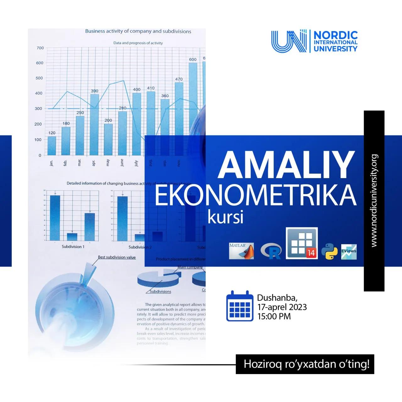 "Amaliy ekonometrika kursi"da ta'lim oling!