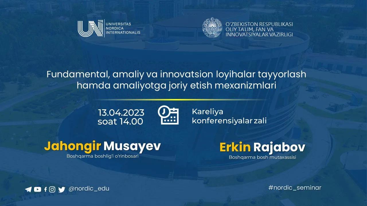 Innovatsion loyihalar tayyorlash bo‘yicha ilmiy seminar-trening