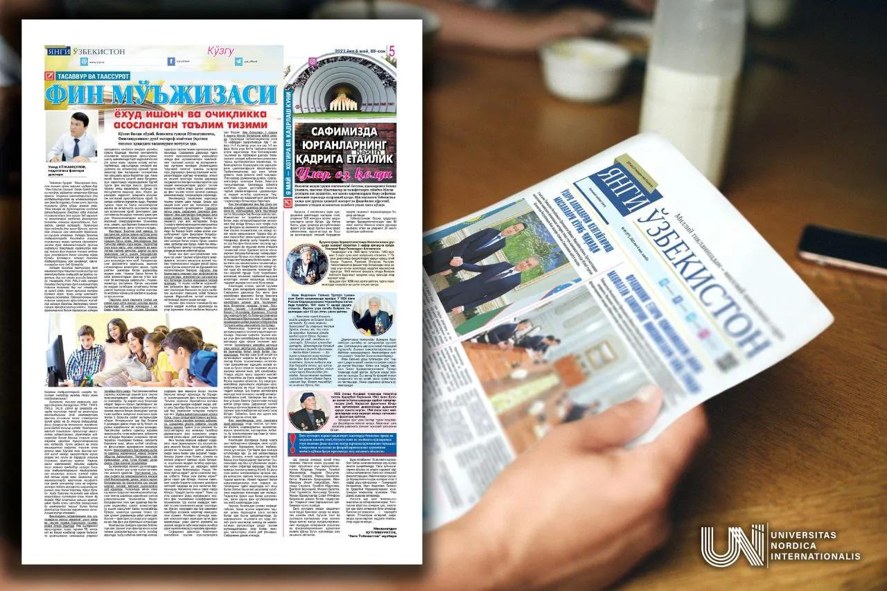 "Yangi O‘zbekiston" gazetasida Finlandiyaga ta'lim safari taassurotlari yoritildi