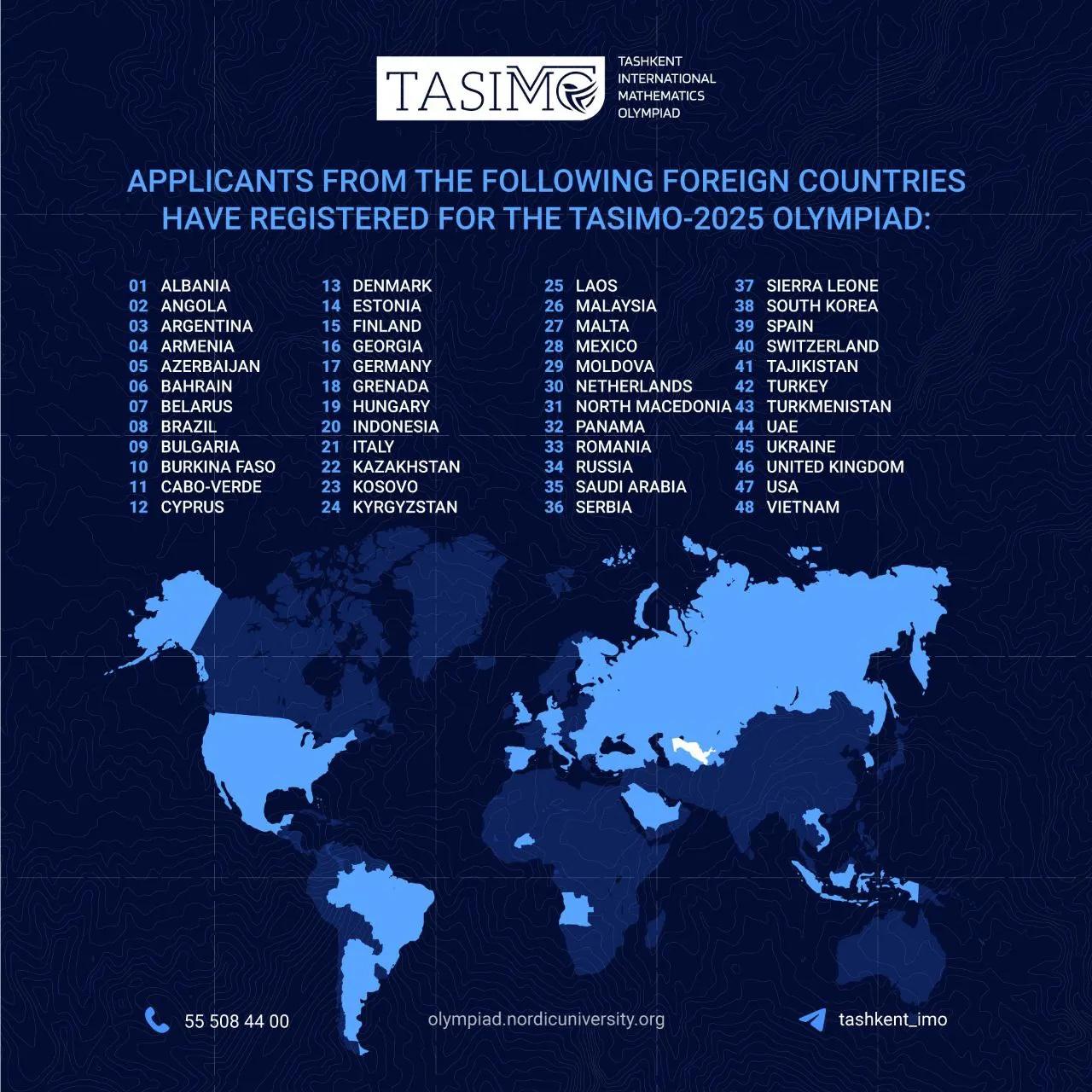 TasIMO-2025: 48 mamlakat yoshlari qatnashishi kutilmoqda!